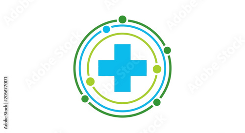 Medical Cross Sign with Abstract Design, Healthcare and Technology Connectivity Logo