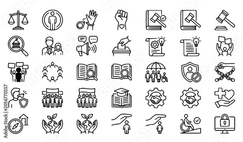 Canvastavla Human Rights Civic Engagement and Legal Protection Outline Icon Collection