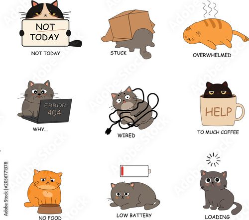 Canvastavla Funny Cats with Everyday Problems