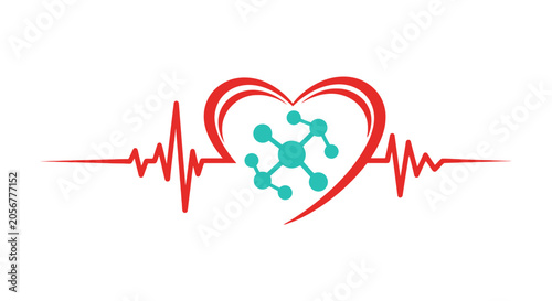 Medical Symbol Design Incorporating Heartbeat, Science, Health, and Wellbeing Concepts