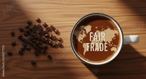 Fair trade coffee concept global trade and ethical sourcing championship
