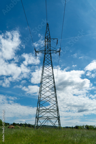 High-voltage electricity pylon with wires