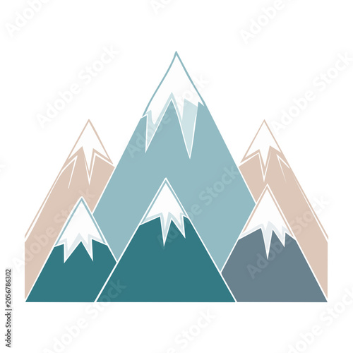 Flat design mountain landscape with sun