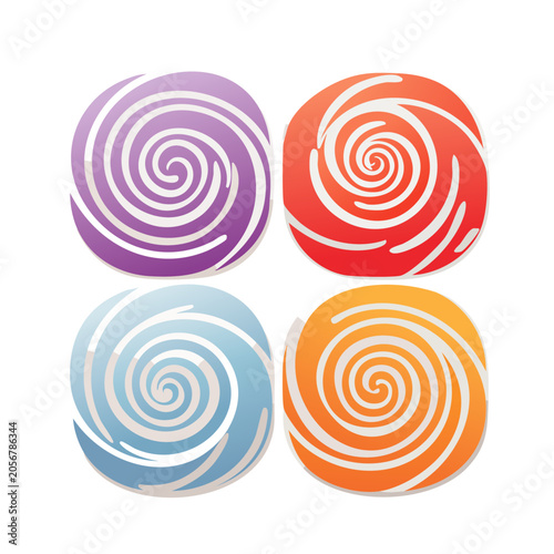 Four colorful flat design spirals