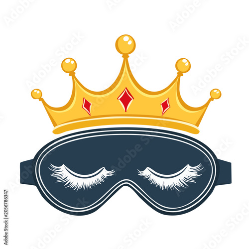 Gold crown with blue ribbon and jewels vector