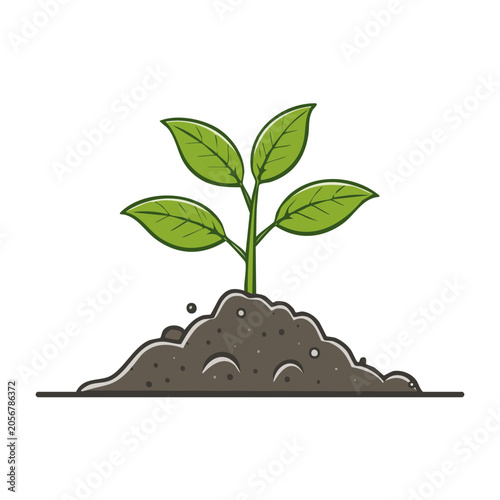 Minimalist black sneaker with green plant vector