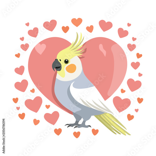 Pink heart with penguin vector illustration