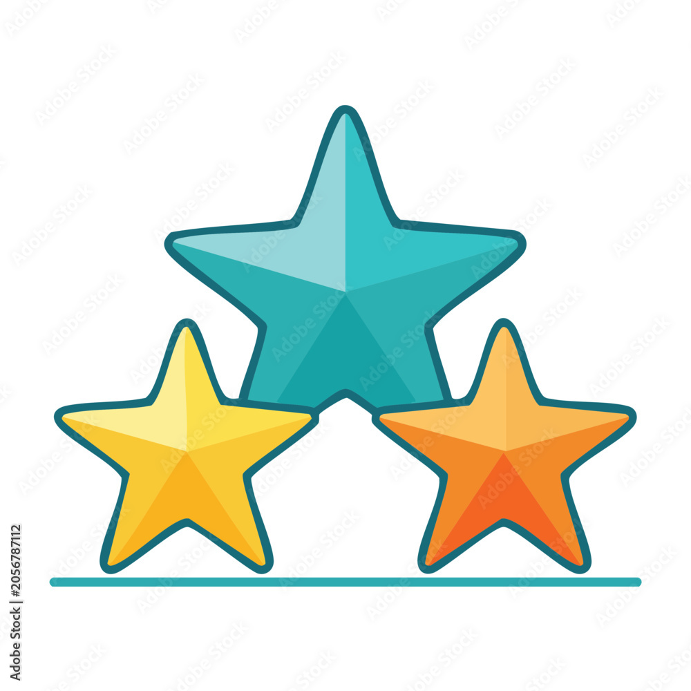 Obraz premium Flat design star icon with sun and moon