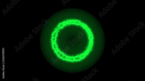 Render Neon circle rotation of frame effects on dark background. Video animation glowing techno backdrop. Round motion frame.