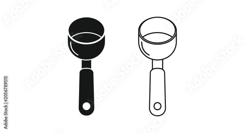 Foto Coffee tamper silhouette in black and line art styles