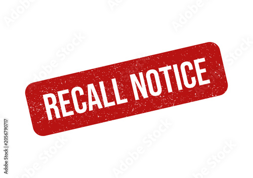 Red grunge rubber stamp with the text recall notice for safety alerts