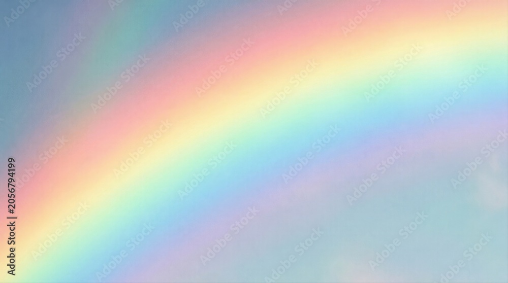 Naklejka premium Multicolored rainbow arching across pale sky at horizon