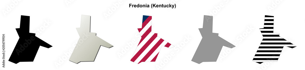 Obraz premium Fredonia (Kentucky) blank outline map set