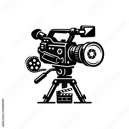 Obraz na plátně Black and white video camera icon.