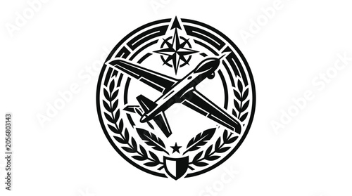 Obraz na plátně Airplane Emblem Logo Aviation Symbol.