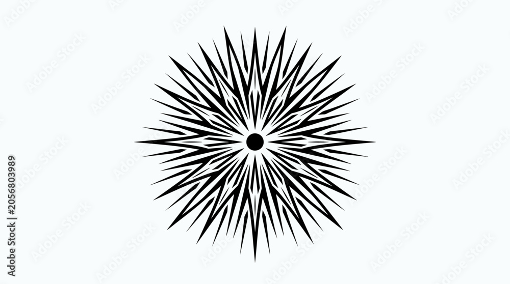 Fototapeta premium Black and white spiky circular design.