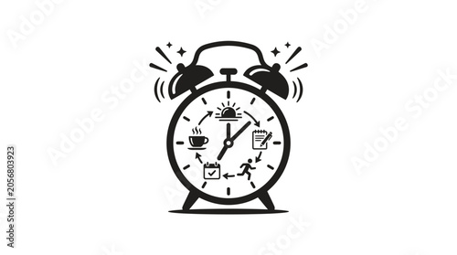Fényképezés Black and white ringing alarm clock.