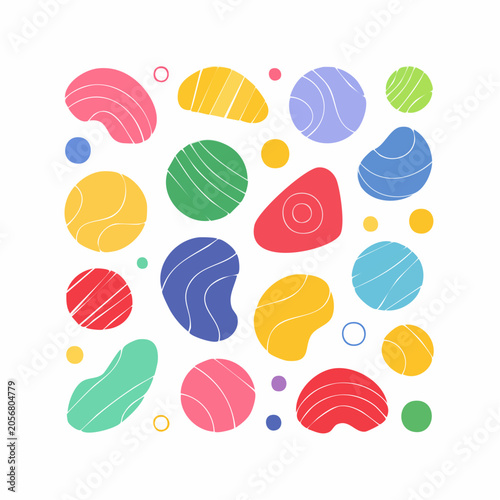 Abstract Organic Shapes with Stripes Pattern