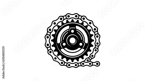 Photos Detailed bicycle gear and chain mechanism.