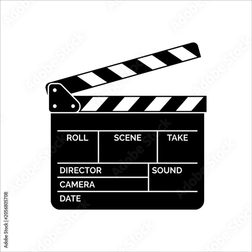 Black film clapper board closeup.