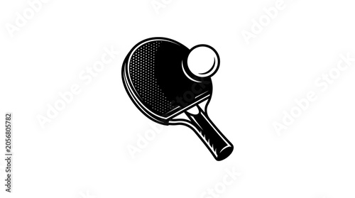 Obraz na plátně Black ping pong paddle and ball.