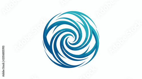 Blue swirling spiral shape design element.