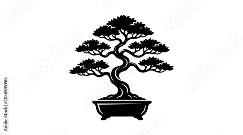 Bonsai Tree in a Pot Silhouette.