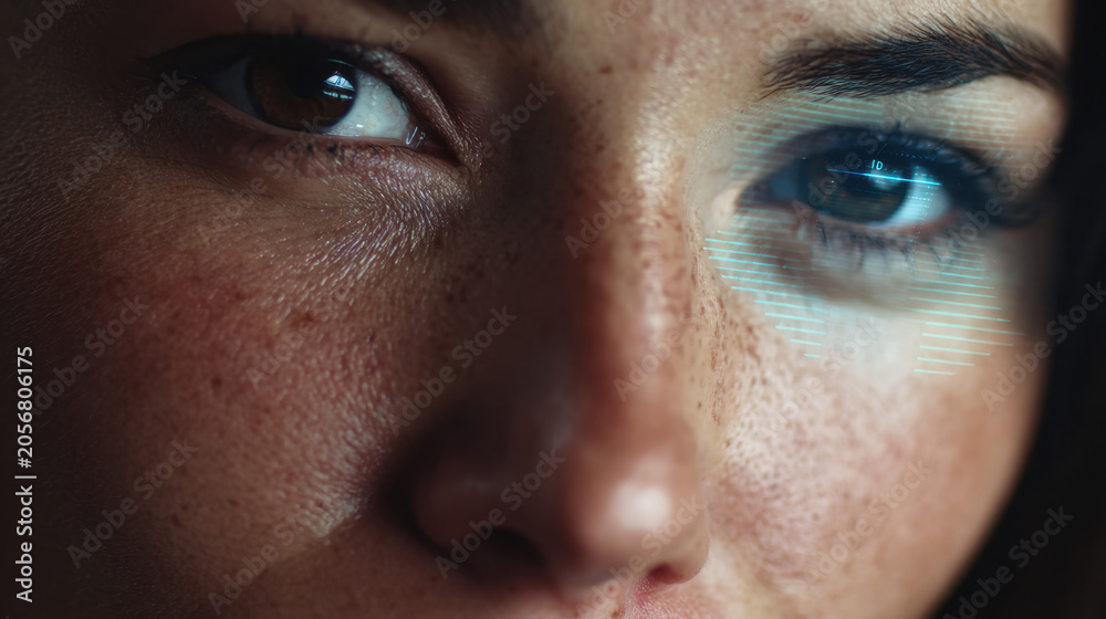 Fototapeta premium Advanced facial biometrics with digital eye tracking system