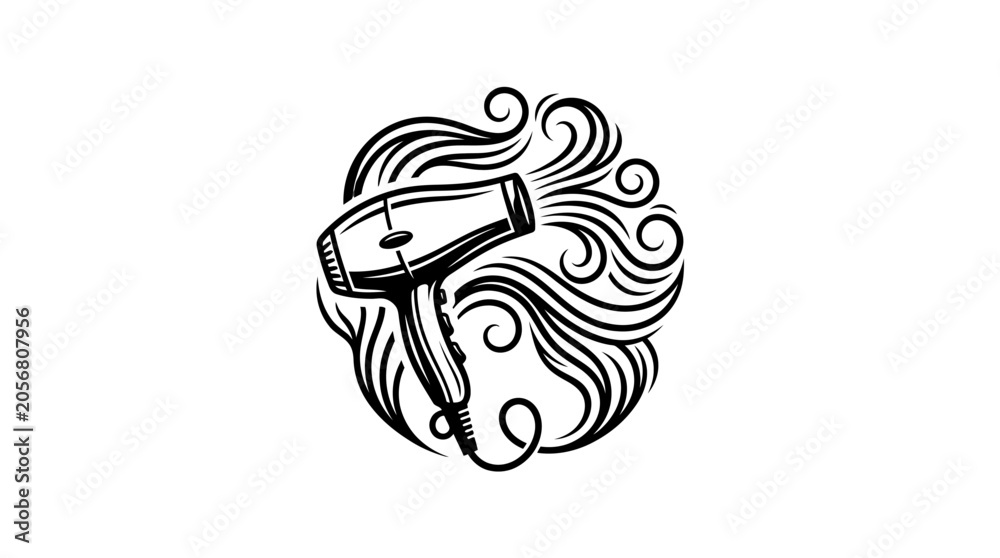 Fototapeta premium Hair dryer styling curly hair.