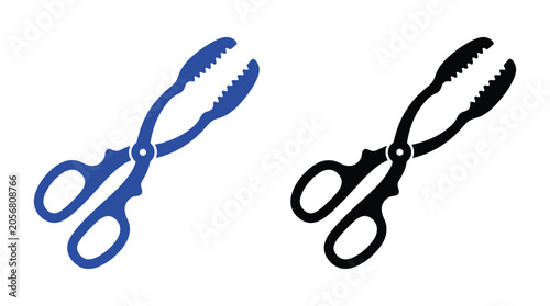 Bild auf Leinwand Tongs Silhouette Design Two tone Illustration Against White Background