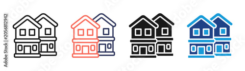 Fotografía Housing Complex icon set multiple style collection