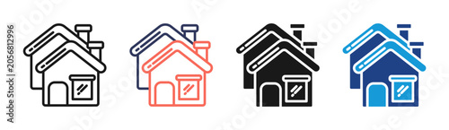 Quadro su tela Housing Cluster icon set multiple style collection