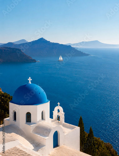 Valokuva santorini island greece, santorini beach photo, Santorini postcard, church, mini