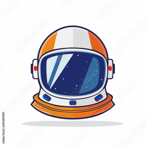 Cartoon Astronaut Helmet with Starry Reflection