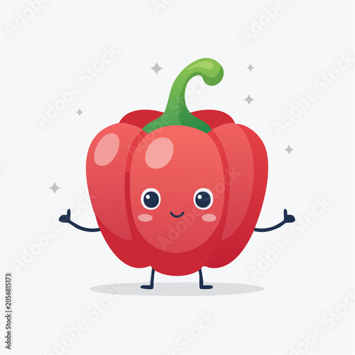 Cute Red Bell Pepper Character Giving Thumbs Up
