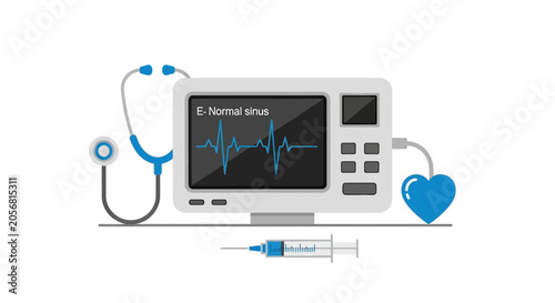Medical Illustration Featuring Diagnostic Equipment and Health Monitoring, Modern Approach