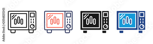 Photos Microwave Oven icon set multiple style collection