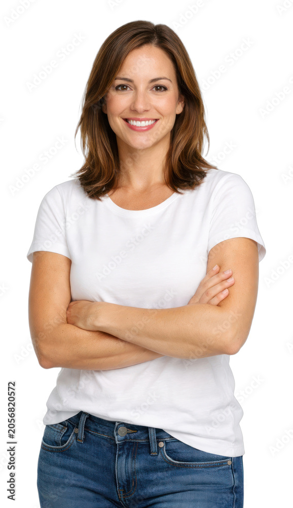 Fototapeta premium PNG Confident woman in casual attire.