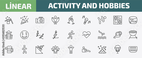 Foto activity and hobbies outline icon set