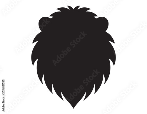 Canvas Print Majestic black lion head silhouette, powerful animal symbol, wild cat icon, stro