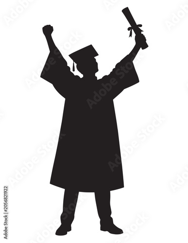 Tablou pe pânză Triumphant graduate silhouette, celebrating academic achievement and success