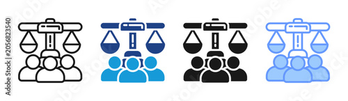 Photography International Justice icon set multiple style collection