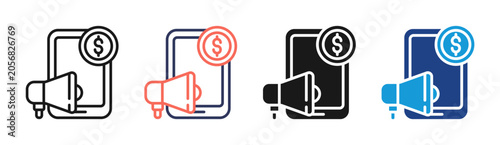 Marketing Budget icon set multiple style collection
