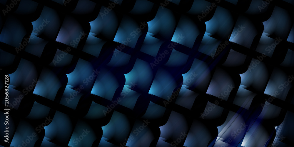 Fototapeta premium Abstract geometric pattern with blue glowing curved shapes