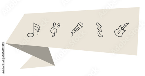 Photos music outline icon set