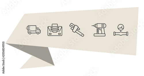 Photos construction tools outline icon set