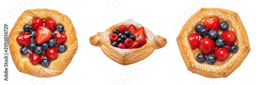 Obraz na plátně Delicious Fresh Fruit Tartlet Isolated on White Background Transparent PNG Set f