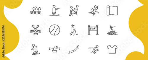 Photography sports outline icon set