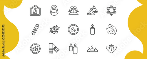 Quadro em tela religion outline icon set