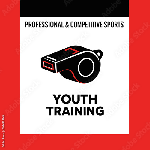Youth Training Academy For Professional Competitive Sports With Whistle Icon